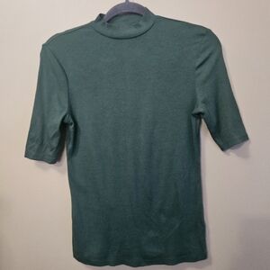 A New Day Women's Size S Half Sleeve Moch Turtleneck Tee Green Shirt